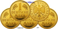Deutschland 1 Mark 5 x 12,00g fein 23 mm Ø Abschieds Markkompl. Satz(5)im exklusiven blauen Etui