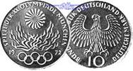 Deutschland, Bundesrepublik 10 DM 6. Ausg. Oly. Feuer, je Prägestelle