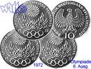Deutschland, Bundesrepublik 10 DM 6. Ausg. Oly. Feuer, kompl. <b>Satz (D/F/G/J)</b>