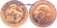 Provinz Westfalen 100 Mark Notgeld- Freiherr vom Stein -dünne Ronde- Bronze, vergoldet<br>Jaeger N14