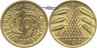 Weimarer Republik 10 Reichs- pfennig Kursmünze,