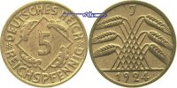 Weimarer Republik 5 Reichs- pfennig Kursmünze,