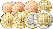 Slowakei 1 Cent -2 Euro, 3.88 <b>Preiswerte</b> Zusammenstellung aller Euromünzen 1 Cent bis 2 Euro