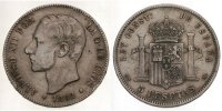 Spanien 5 Pesetas Wiederherstellung der Monarchie 1873 Alfonso XII. 1875-1885