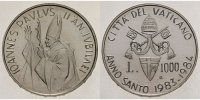 Vatikan 1000 Lire Heiliges Jahr 1983 / Papst Johannes Paul II. bei der Segnung