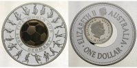 Australien 1 Dollar XVIII. Fußball-Weltmeisterschaft 06 in Deutschl. mit kl.Münze zum herausnehmen