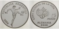 Argentinien 5 Pesos XVIII. Fußball-Weltmeisterschaft 2006 in Deutschland 2.Ausgabe mit Zertifikat