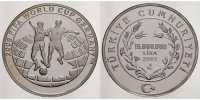 Türkei 15. 000.000 Lira XVIII. Fußball-Weltmeisterschaft 2006 in Deutschland Zweikampf v. Landkarte