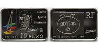 Frankreich 10 Euro Pablo Picasso 6.rechteckige Münze aus Frankreich inkl. Etui&Zertifikat& Schuber