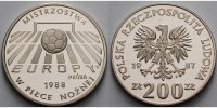 Polen 200 Zlotych Fußball EM 1988 in Deutschland, Ball vor dem Tor, Proba/<b>Probe</b>