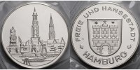 Hamburg 29,78g<br> fein,<br> 40mm Ø Medaille in Silber - Freie und Hansestadt Hamburg<b>-original eingeschweißt</b>