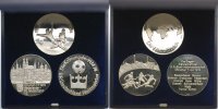 Deutschland 44,71g fein <br>je 34mm Ø 3 Medaillen in Silber - Fußball WM 1974 - inkl. Etui