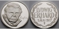 Deutschland 24,94g fein<br> 40mm Ø Medaille in Silber Ludwig Erhard, Todestag 5. Mai 1977