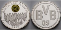 Deutschland Medaille BVB Borussia Dortmund Deutscher Meister 1957 inkl. Kapsel & Zertifikat, m.Patina
