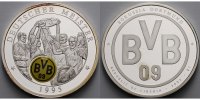 Deutschland / Liberia Münze,<br> $ 1 BVB Borussia Dortmund Deutscher Meister 1995 inkl. Kapsel & Zertifikat, m.Patina