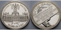 Drittes Reich 49,27g fein<br>50 mm Ø Medaille in Silber, Portrait Hitlers mit Querbalken über Kopfbild,inkl.def. Etui