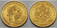 Österreich 4 Gulden/<br> Florin<br>2,90g <br>fein <br>19 mm Ø Franz-Joseph I (amtl. Neuprägung), GOLD -Archivbild-
