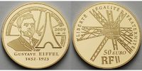 Frankreich 50 Euro 7,78g fein 22 mm Ø Gustav Eiffel inkl. Etui & Zertifikat & Schuber