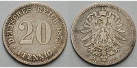 Deutschland 20 Pfennig Kursmünze Kaiserreich, 20 Pfennig, 1873-1877, Silber