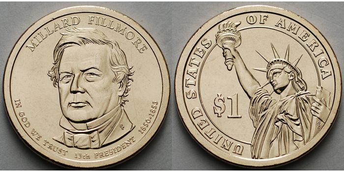 1 $ 2010 p usa millard fillmore / kupfer-nickel, philadelphia ef