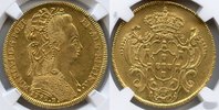 Brazil 6400 reis Brazil,Maria I Gold 6400 Reis 1792-R, NGC MS-62 Nice UNC