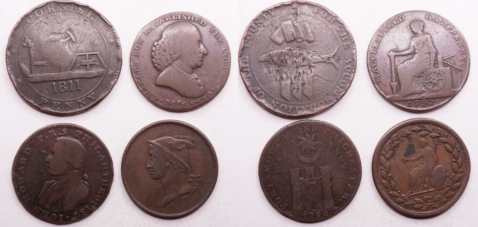 Great Britain Lot Half Penny And Penny Tokens 1792 1811 MA Shops