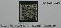 Bayern 1 Kr 1849 Bayern 1 Kr. schwarz, Platte 1PF