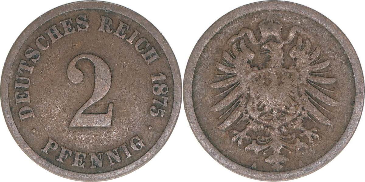 Deutsches Reich 2 Pfennig 1875 A MA Shops