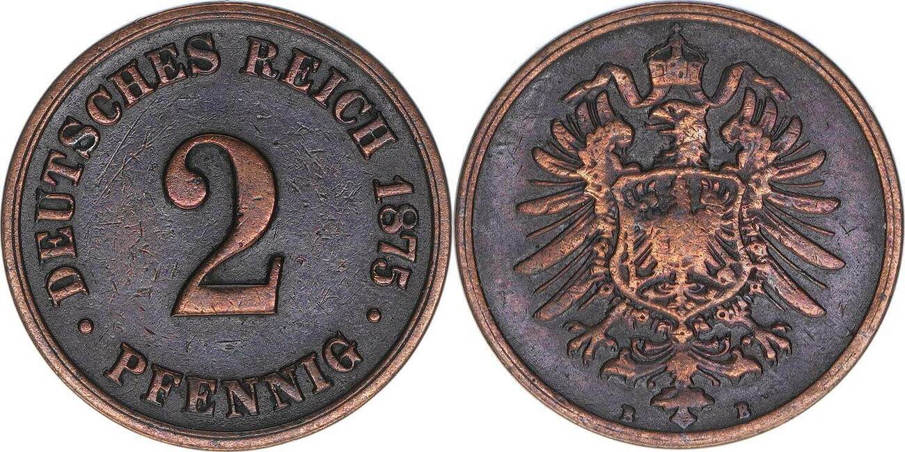 Deutsches Reich 2 Pfennig 1875 B MA Shops