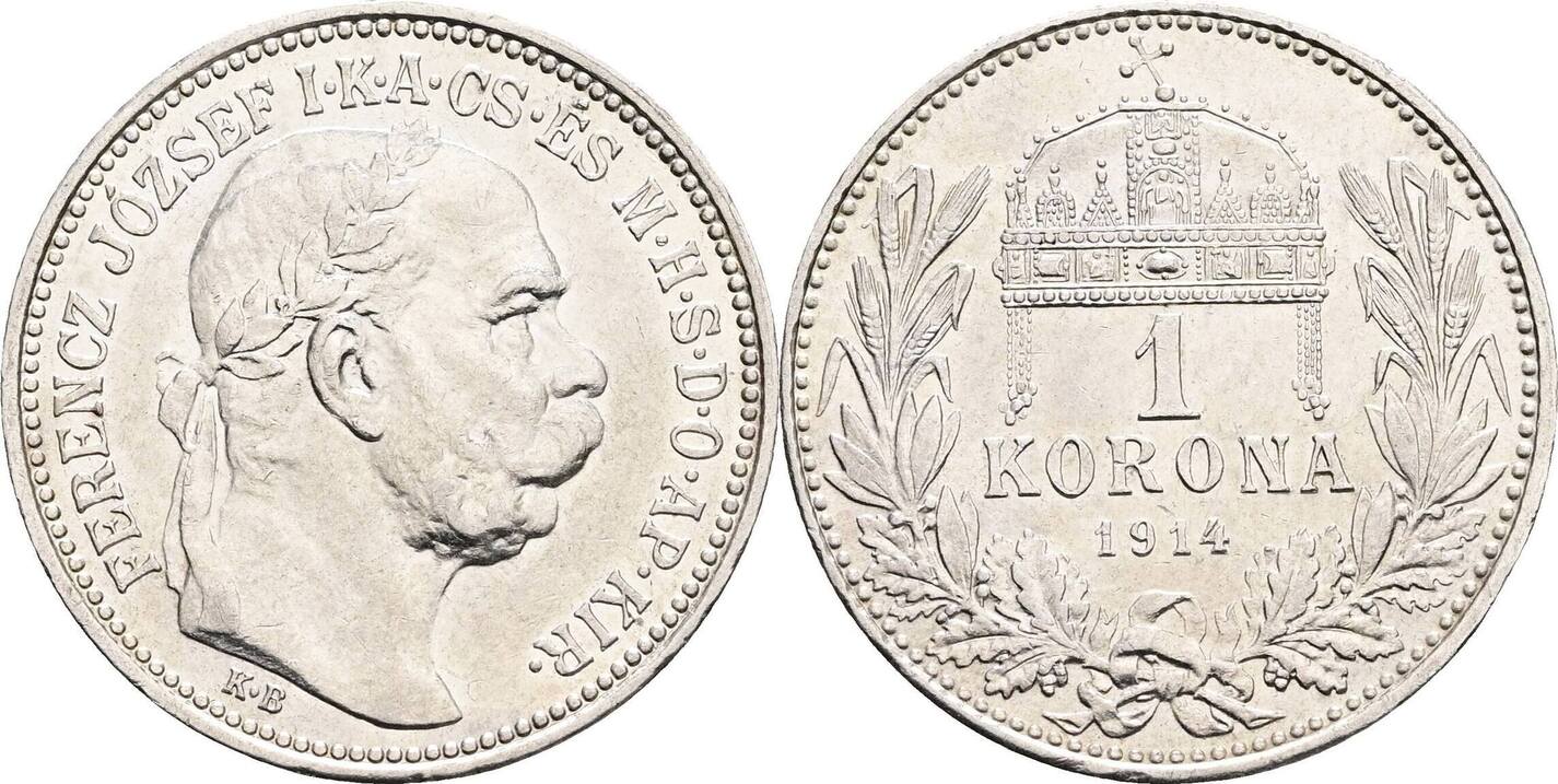 Kaisertum Österreich 1 Korona 1914 KB Kremnitz Kaiser Franz Joseph I