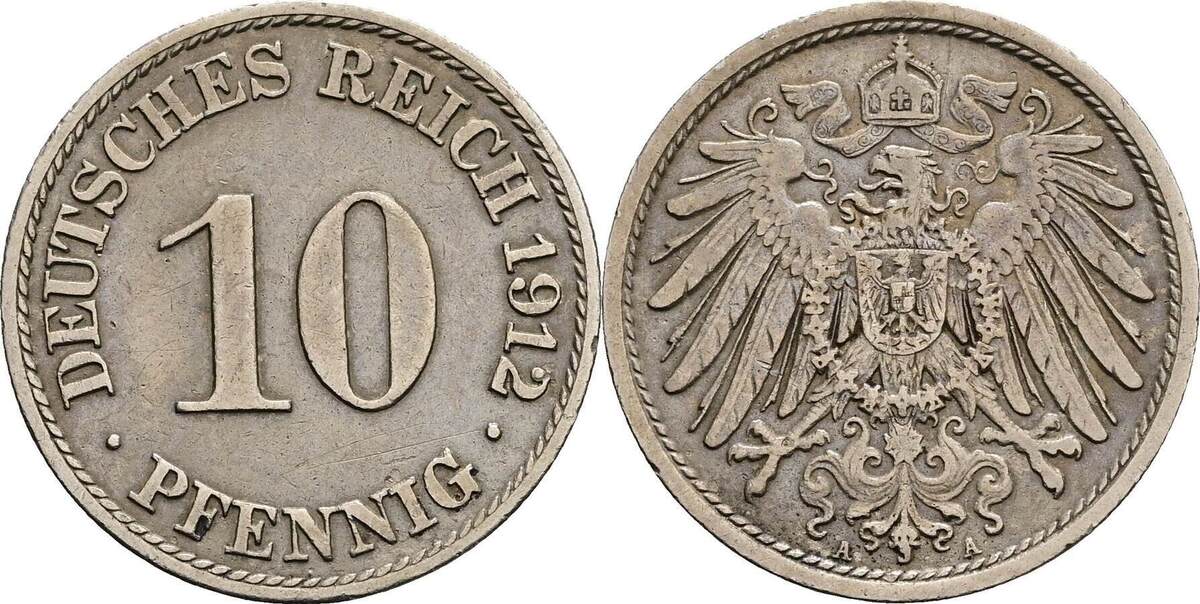 Deutsches Reich 10 Pfennig 1912 A VF Русские монеты из драгоценных