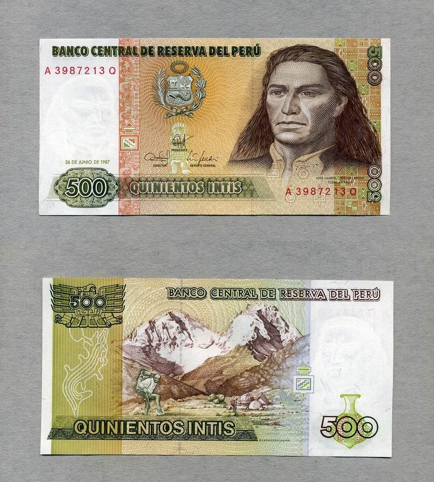 1987 P-134b Unc Details about / Peru 500 Intis x 100 Pcs Bundle