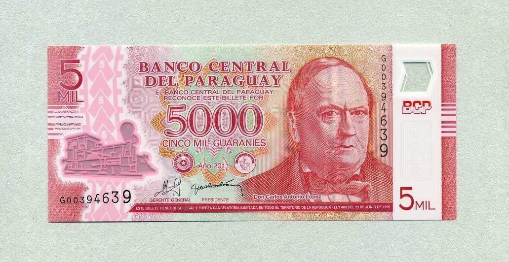 PARAGUAY 5000 5,000 GUARANIES 2011 P 234 POLYMER UNC 2013