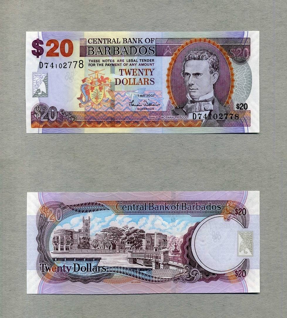 Barbados 20 Dollars 01 5 2007 P 69a Unc GEM UNC MA Shops   4978 P69a 1372 C 