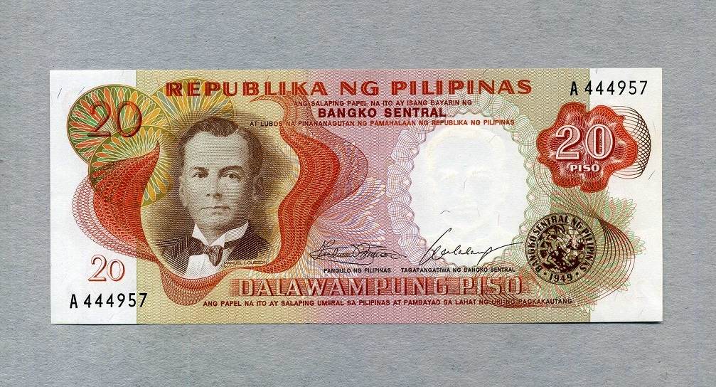 Philippines 20 Piso ND(1969) P.145a unc / BU (MS65-70) | MA-Shops