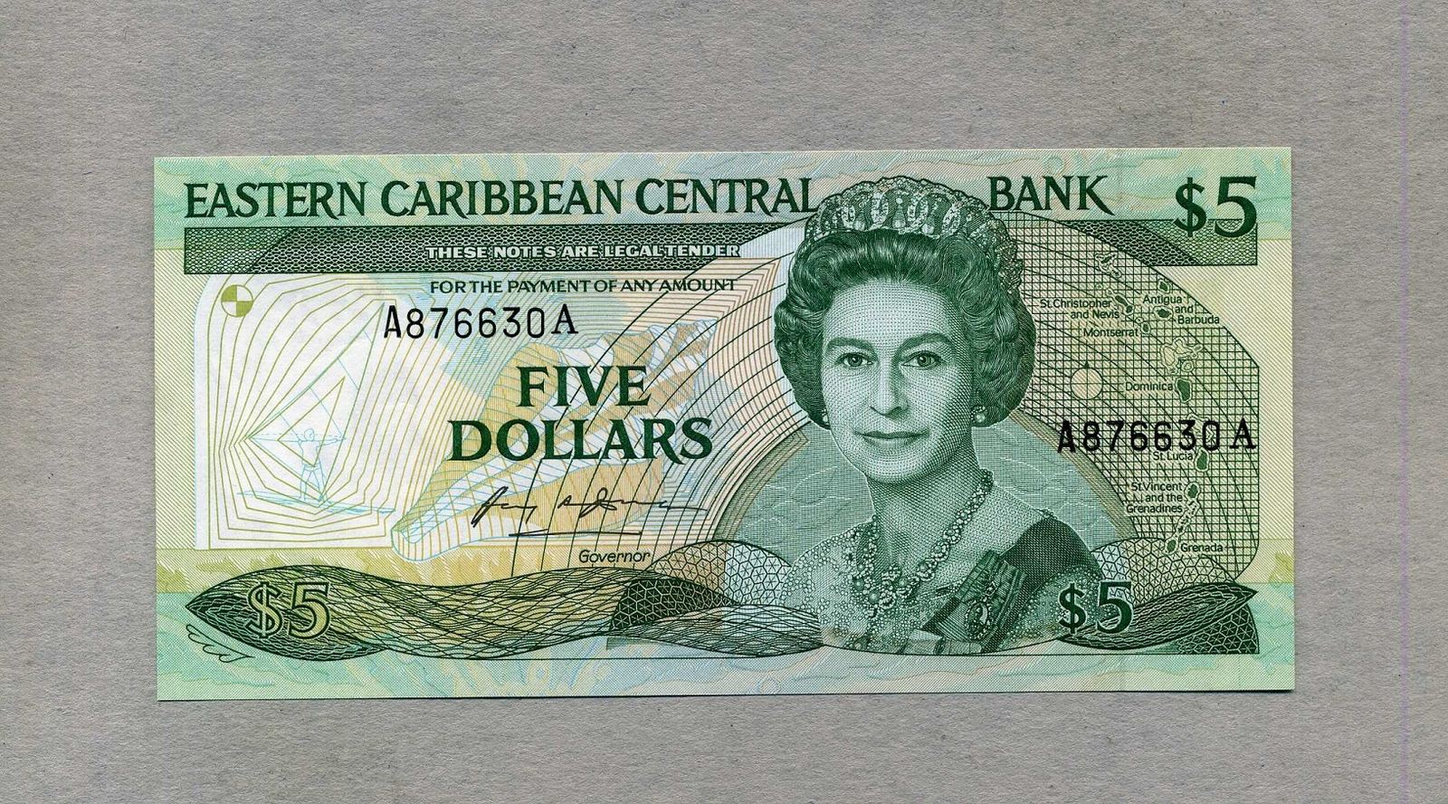 Восточные Карибы 5 долларов. 4 5 dollars