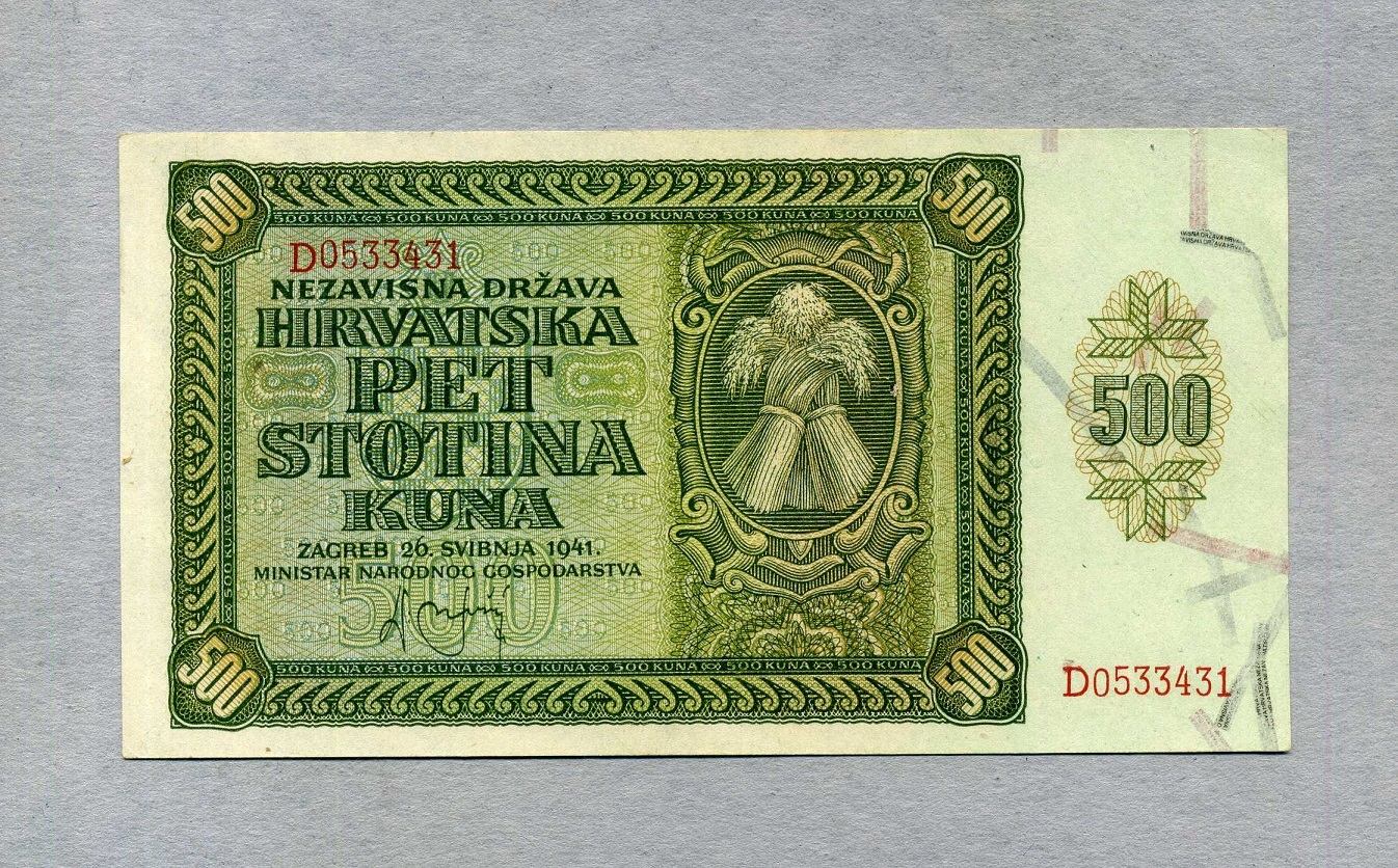Kroatien 500 Kuna 28 5 1941 P 3a Unc GEM UNC MA Shops