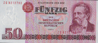 Staatsbank der DDR 1971-1989 50 Mark 1971 Ros.360d/ZG unc / CH UNC