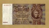 Deutsche Reichsbank 1.000 Reichsmark 22.2.1936 - Serie A. Baumeister Karl Friedrich Schinkel. - unc / CH UNC