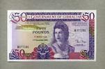 Gibraltar 50 Pounds 27.11.1986 - low print Number - A Beautiful Note - Queen Elizabeth II Prefix A - unc / GEM UNC