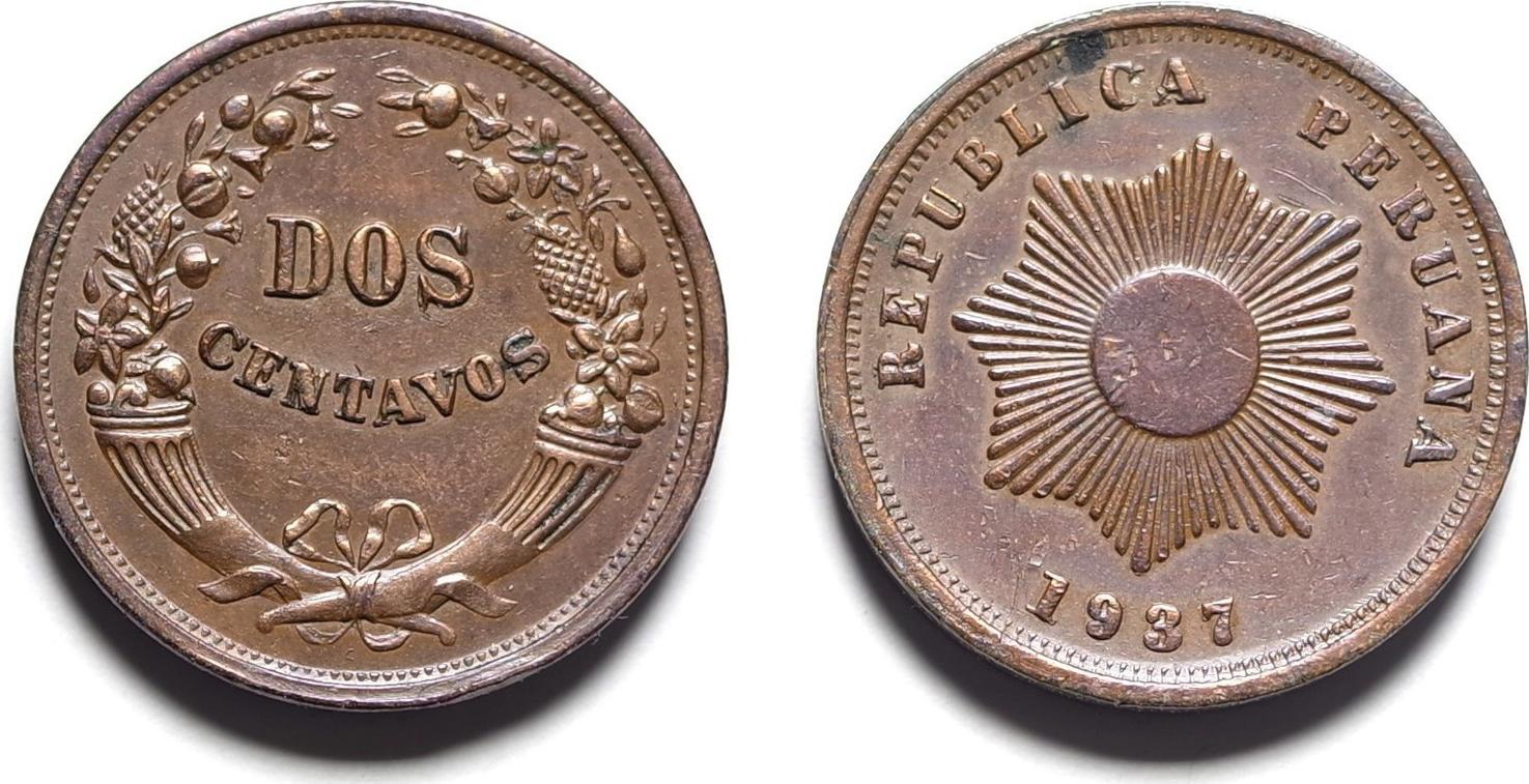 peru 10 centavos 1937 vz-unz