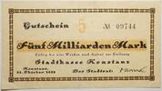 Deutschland 5 Milliarden Mark Notgeldschein Konstanz -