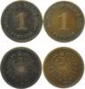 Deutschland 1 Pfennig 2 X 1 Pfenning Kaiserreich kleiner Adler -