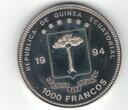 1000 FRANCS 1994 EQUATORIAL GUINEA COLORED  UNC COIN YEAR KM#81 DIPLODOCUS