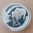 10 CENTS 2003 SOUTH AFRICA SILVER PROOF  COIN YEAR KM#356 RHINO SURVIVOR BOX COA