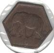 2 FRANCS 1943 BELGIAN CONGO RARE  HEXAGONAL COIN YEAR KM#25 6 SIDED ELEPHANT n2