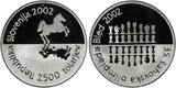 2500 TOLARJEV 2002 SLOVENIA SILVER PROOF  COIN YEAR KM#48 CHESS PCGS PR69 TOP