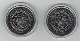 1996 LIBERIA 2 x 1$ UNC COINS YEAR KM#210 KM#213 STAR TREK SPOCK SCOTT BOX COA