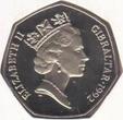 50 PENCE 1992 GIBRALTAR RARE  BU COIN YEAR CHRISTMAS KM#108 SANTA IN CARD