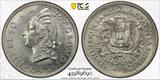 1 PESO 1963 DOMINICAN REPUBLIC SILVER  UNC COIN YEAR KM#30 RESTORATION PCGS MS65